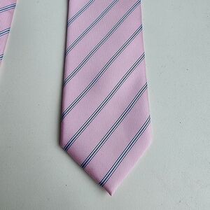 Venetto Collection Men's Tie Necktie Pink  White Black Striped Pattern